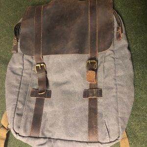 Canvas/leather backpack